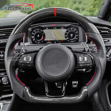 Carbon Fiber Flat Sport Steering Wheel For 2014-2018 Vw Golf 7 Gti Golf R Mk7