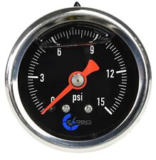 Carbo Gauge 0-15 Psi Fuel Pressure Oil Pressure 1.5 Liquid Filled Black Dial