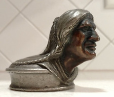 Antique 1928 Pontiac Indian Chief Head Radiator Cap Hood Ornament Bronze Face