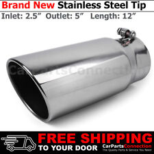 Angled Polish 12 Inch Bolt On Exhaust Tip 2.5 In 5 Out Stainless Truck 202591