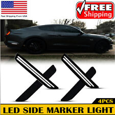 For 10 11-14 Ford Mustang Smoked Lens Front Rear Led Side Marker Lights 4pcs