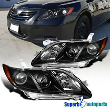 Fits 2007-2009 Toyota Camry Projector Headlights Black Head Lamps 07-09 Pair