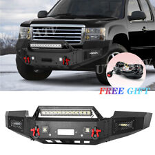 Complete Front Bumper Wwinch Plate Led Lights Kit For 2007-2013 Gmc Sierra 1500