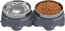 Dog Pet Bowl Elevated Dog Cat Stainless Steel Food Water Dish Container New
