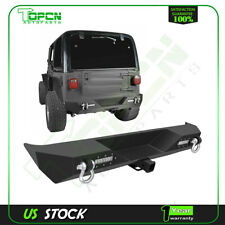 For 1987-06 Jeep Wrangler Tj Yj Textured Rear Step Bumper W Led Lights Assembly