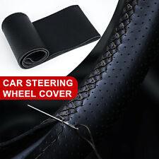Genuine Leather Diy Car Steering Wheel Cover Anti-slip For 1538 Cm Black Red