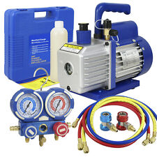35cfm 14hp Air Vacuum Pump Hvac And Solid R134a Kit Ac Ac Manifold Gauge