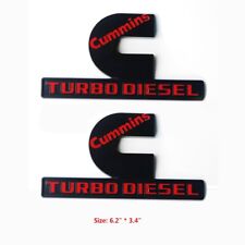2x Big Oem Black Cummins Turbo Diesel Emblems Ram 2500 3500 Fender L Red
