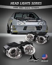 Fits 1998-2001 Acura Integra Headlights Halo Projector Front Lamps Chromeclear