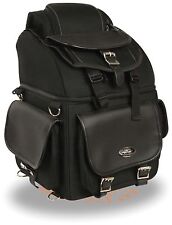 Textile Back Seat Sissy Bar Bag W 5 Large Outer Pockets Fits Most Harleys