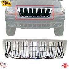 For 1999-2003 Jeep Grand Cherokee New Front Grille Chrome Shell Black Insert