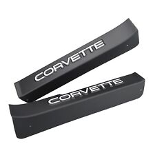 2pc Oem Gm Corvette Black Door Sill Guards Protectors With Logo For 1984-87 C4
