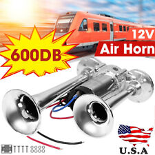 Super Loud Dual Trumpet Train Air Horn Compressor Kit For Truck Rv Car Boat 12v