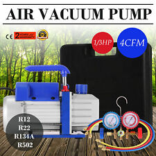 4 Cfm Air Vacuum Pump Hvac Manifold Gauge Set Ac Ac Refrigeration Kit Free Oil