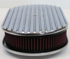 15 Oval Full Finned Polished Aluminum Air Cleaner Red Washable Filter Sbc Bbc