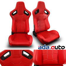 All Red Pvc Leather Sport Racing Bucket Seats Wsliders Leftright Pair