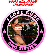 27 I Love Guns Titties With Ak-47 Sexy Super Hot Girl Hot Rod Color Decal