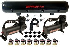 Airmaxxx Black 480 Air Ride Compressors 12 Brass Valves Black 7 Switch Tank