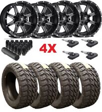 Fuel Maverick Gloss Black Wheels Rims 33 12.50 22 Mt Tires Tundra Ram Sequoia