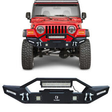 Vijay For 1997-2006 Jeep Wrangler Tj Front Bumper With Winch Plate Led Lights