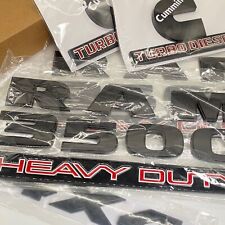 5pcs Set Emblems Badges For Ram 3500 Heavy Duty 4x4 Cummins Turbo Diesel Black