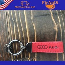 For Audi Logo Red Suede Leather Keyring Automotive Car Keychain A4.a5a6a7a8
