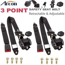 2x Retractable 3 Point Safety Seat Belt Straps Car Vehicle Adjustable Belt Kit