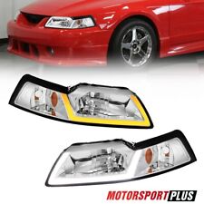 2x Chrome Led Drl Headlights Sequential For 1999-2004 Ford Mustang Gt Svt Cobra