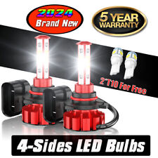 4-sides 9005 Led Headlight Super Bright Bulbs Kit White 10000lm Highlow Beam