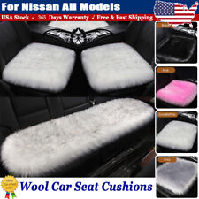 Faux Wool Sheepskin Car Seat Covers For Nissan Full Set Cushion 3pcs Universal