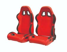 Cipher Auto Red Leatherette Universal Racing Seats Wseatbelt Bezels Pair New