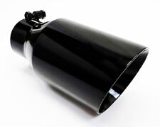 Exhaust Tip 2.25 Inlet 4.00 Outlet 8.00 Long Slant Angle Black Stainless Stee