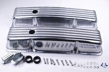 For 1958-1986 Sbc Chevy 327 350 400 Tall Finned Valve Covers Polished Aluminum