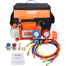 Vevor 4cfm 14 Hp Hvac Vacuum Pump Manifold Gauge Set With Hose R32 R1234yf