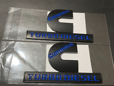 2x Black Blue Cummin Turbo Diesel Decal Nameplate Emblem