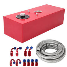 15 Gallon Red Aluminum Race Fuel Cell Gas Tankcaplevel Senderfuel Line Kit