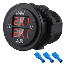 Red Led Digital Double Voltmeter Round Panel Voltage Monitor For Car Pickup Rv