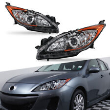 Pair Chrome Headlight Front Lamps Clear Lens For 2010-2013 Mazda 3