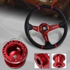For 90-05 Mazda Miata 350mm Redcarbon Pvc Steering Wheelred Aluminum Hub
