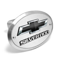 Chevrolet Silverado 3d Logo On Brushed Oval Billet Aluminum 2 Tow Hitch Cover