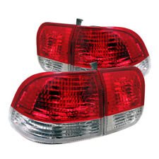 Fit Honda 96-98 Civic 4dr Sedan Red Clear Replacement Tail Lights Left Right