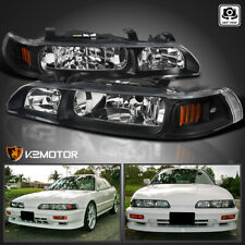 Fits 1990-1993 Acura Integra Black 1pc Style Headlights Corner Lamps Leftright