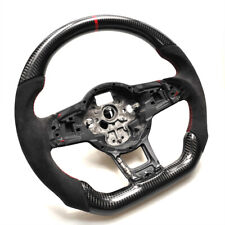 Real Carbon Fiber Steering Wheel For Volkswagen Golf Mk7 Gti Red Stripe Wsuede