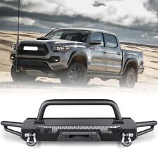 Black Steel Front Bumper Bull Bar For Toyota Tacoma 2016-2023 W D-ring Shackles