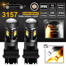 2x 3157 3156 Led Drl Switchback Turn Signal Light Bulbs 4157na 3457a Whiteamber