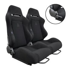 2 X Tanaka Black Micro Cloth Racing Seat Reclinable Slider Fit For Nissan