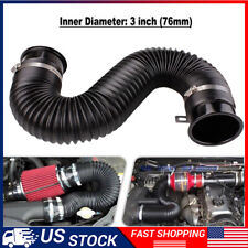 Universal 3in Flexible Car Cold Air Intake Hose Filter Pipe Telescopic Tube Kit