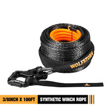 25000lbs 100ft Synthetic Winch Rope Winch Line Cable Rope W Steel Hook For Suv