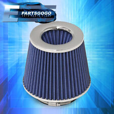 Universal Replacement Washable Dry Cone 4 Air Filter Aluminum Mesh Blue Silver