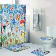 Best Disney Bubble Pattern Print Shower Curtain Bath Math Toilet Lid Cover Mat